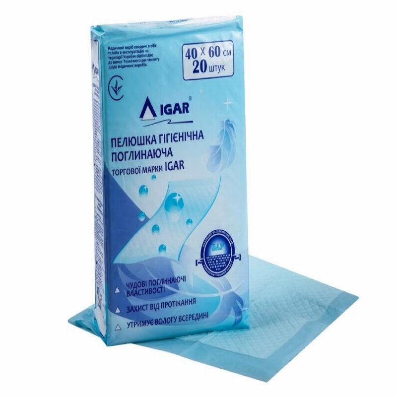 Пелюшки гігієнічні поглинаючі ТМ IGAR 40*60 см